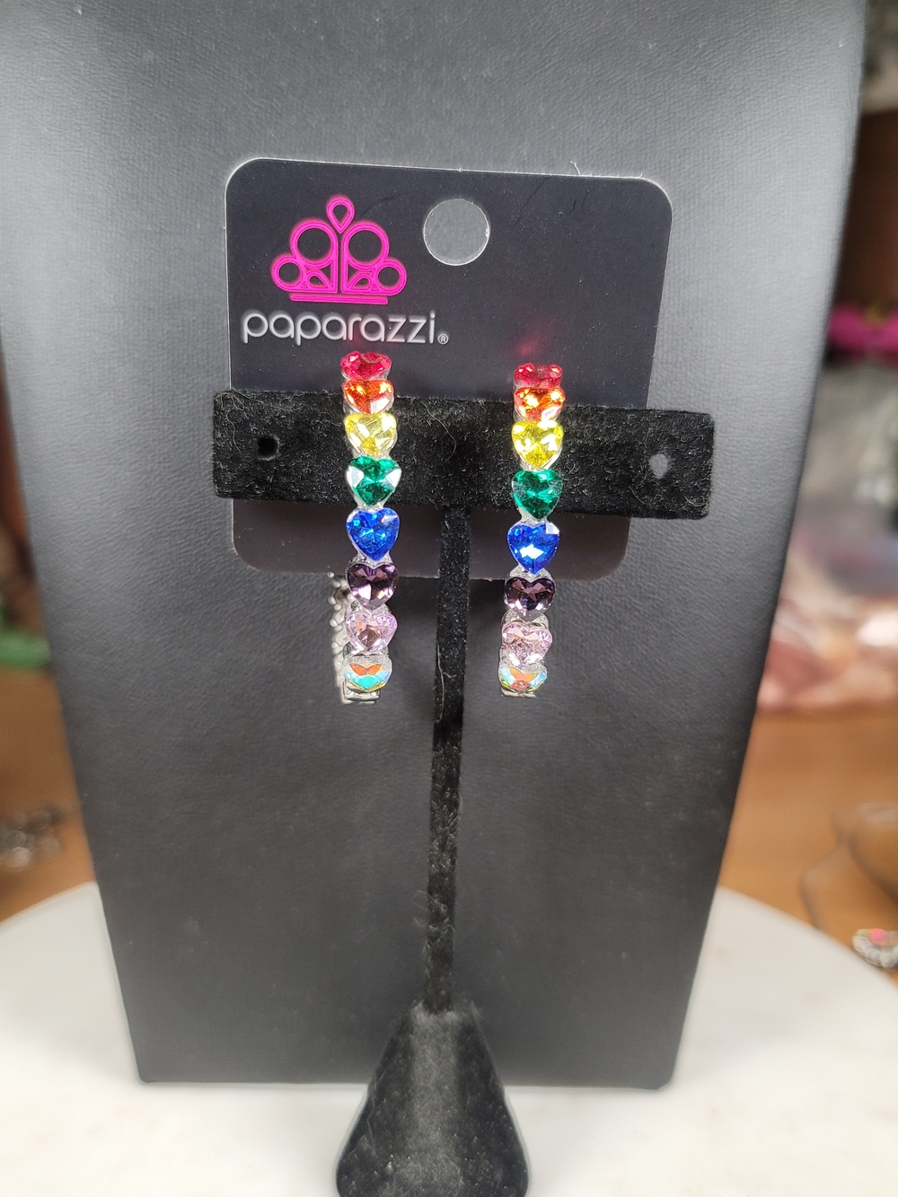 paparazzi Rainbow Heart Gem Hoop Earrings